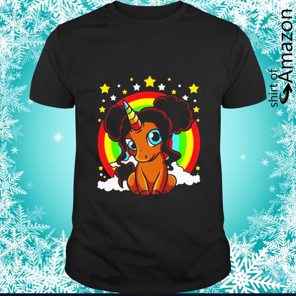 Awesome Black girl magic unicorn rainbow shirt