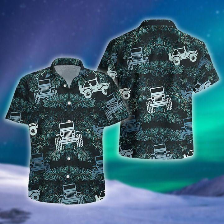Awesome Jeep Green Leaf Aloha Hawaiian Shirts