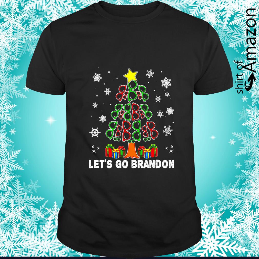 Awesome Sunglasses Christmas tree let’s go brandon Christmas shirt