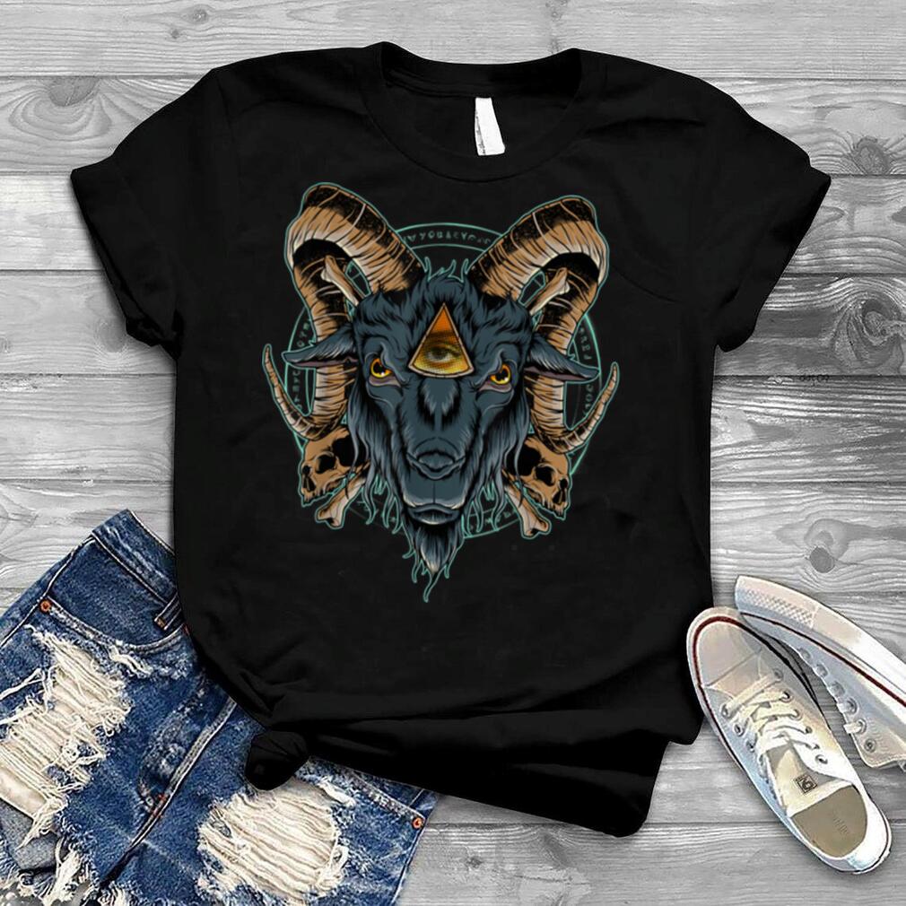 Baphomet Goat Head Illuminati Pentagram Satan Occult Gothic T Shirt