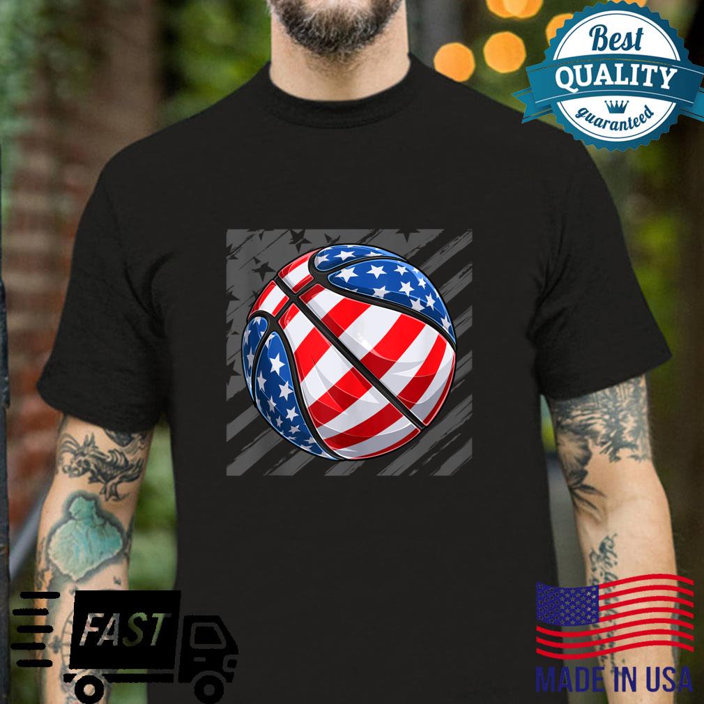 Basketball ball USA American Flag Patriotic 4th of July Shirt
