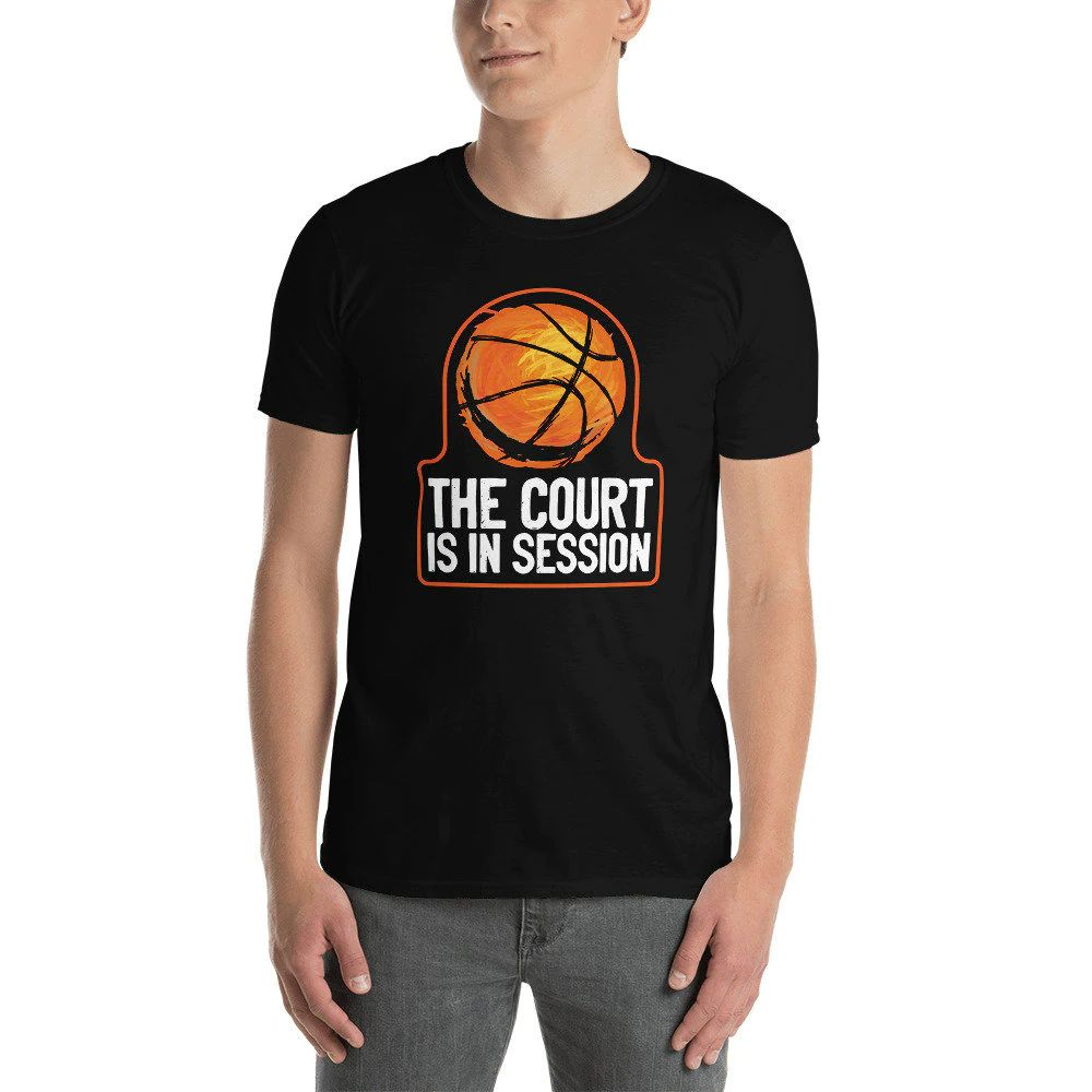 Basketball Player Court Is In Session Funny Lawyer Pun Flaming Jams Shooting Hoops Team Gift T-Shirt