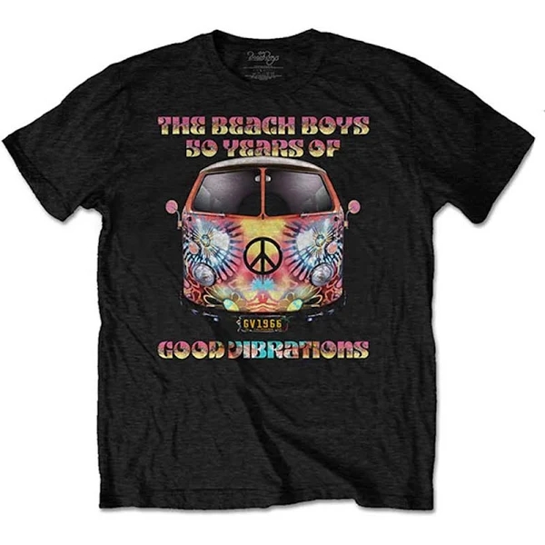 Beach Boys Men s Good Vibes Tour Back Print Slim Fit T Shirt Black