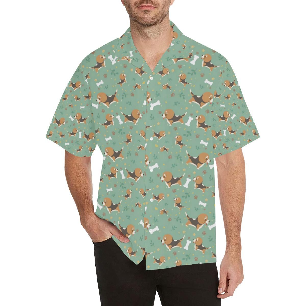 Beagle Bone Pattern Men’s All Over Print Hawaiian Shirt