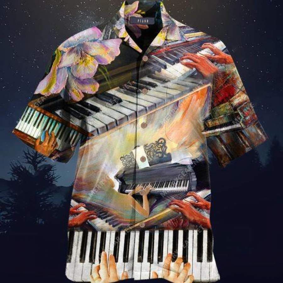 Beautiful Piano Painting Art Hawaiian Aloha Shirts
