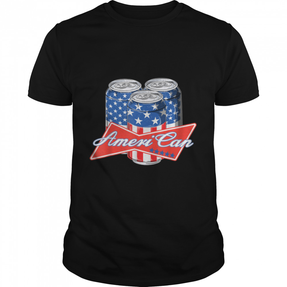 Beer American Flag T shirt 4th of July Men Women Merica USA T-Shirt B0B2P7Z5WX