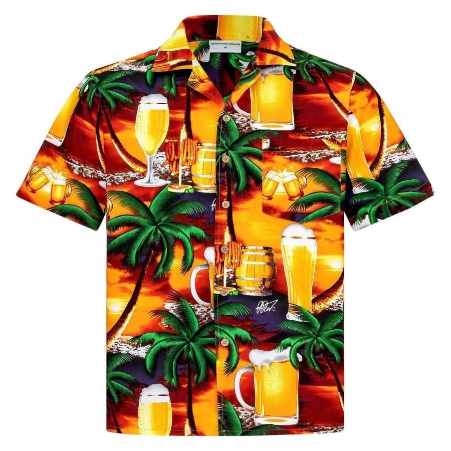 Beer And Sunset Hawaiian Aloha Shirts
