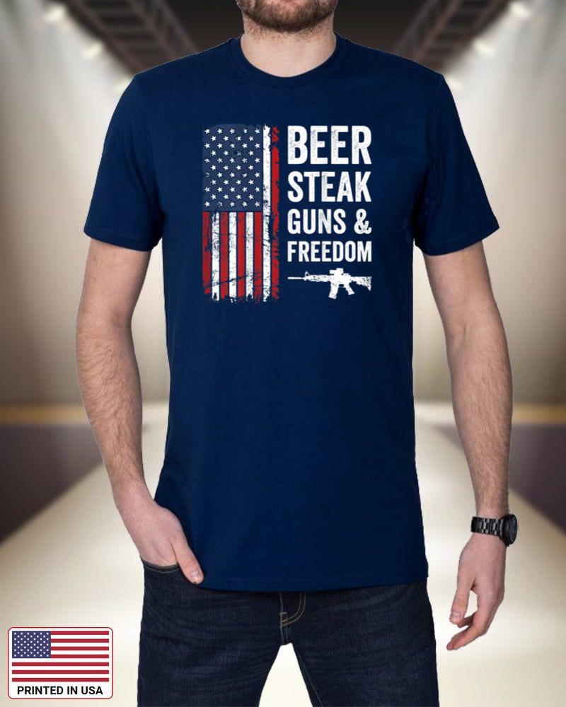 Beer Steak Guns & Freedom - Drinking BBQ Mens Gun USA - BACK 5k37X