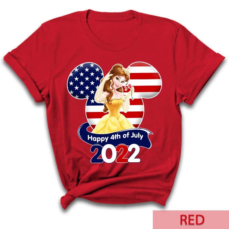 Belle Princess Flag 4th Of July Colorful Star War Graphic Cartoon Unisex Cotton S Clothing Men Women Kid