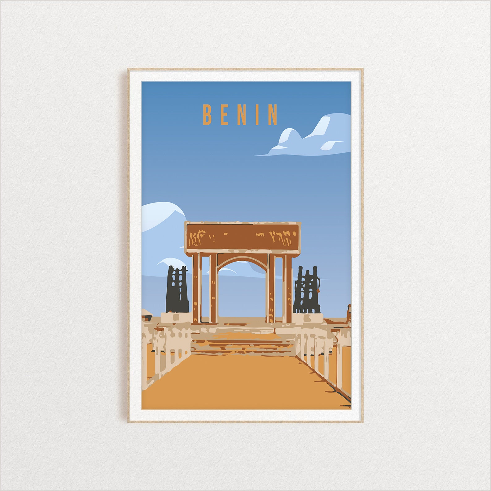 Benin Country Poster, Country Art, Country Wall Art, Country Print, Country Poster, Travel Gift,  Benin Travel Illustration