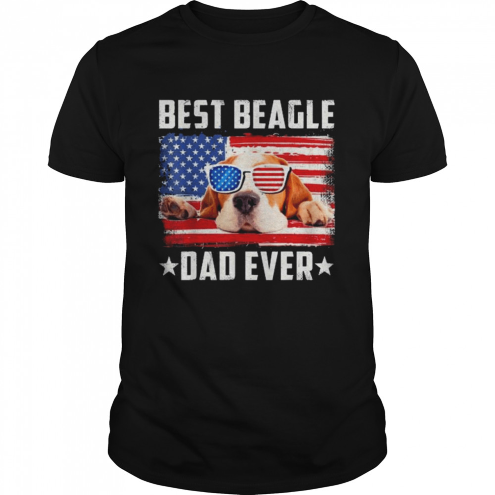 Best Beagle Dad Ever Dog Lover American Flag Shirt