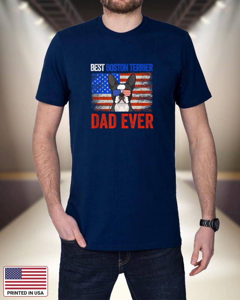 Best Boston Terrier Dad Ever American Flag Fathers Day zE6ln