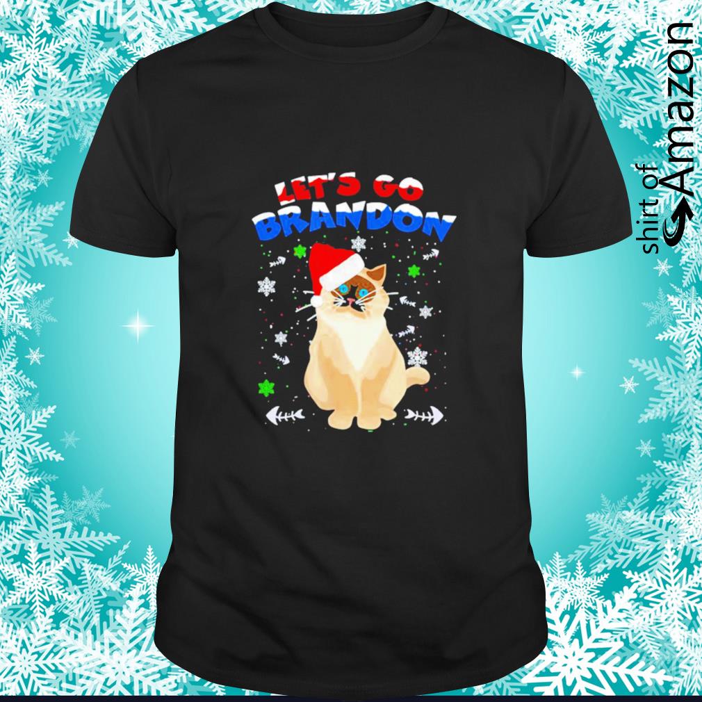 Best cat Santa hat Let’s Go Brandon Xmas shirt