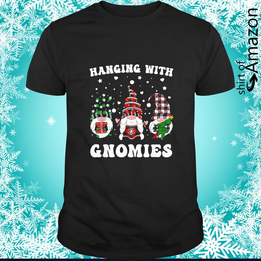 Best Hanging with gnomies Christmas buffalo plaid red white green t-shirt