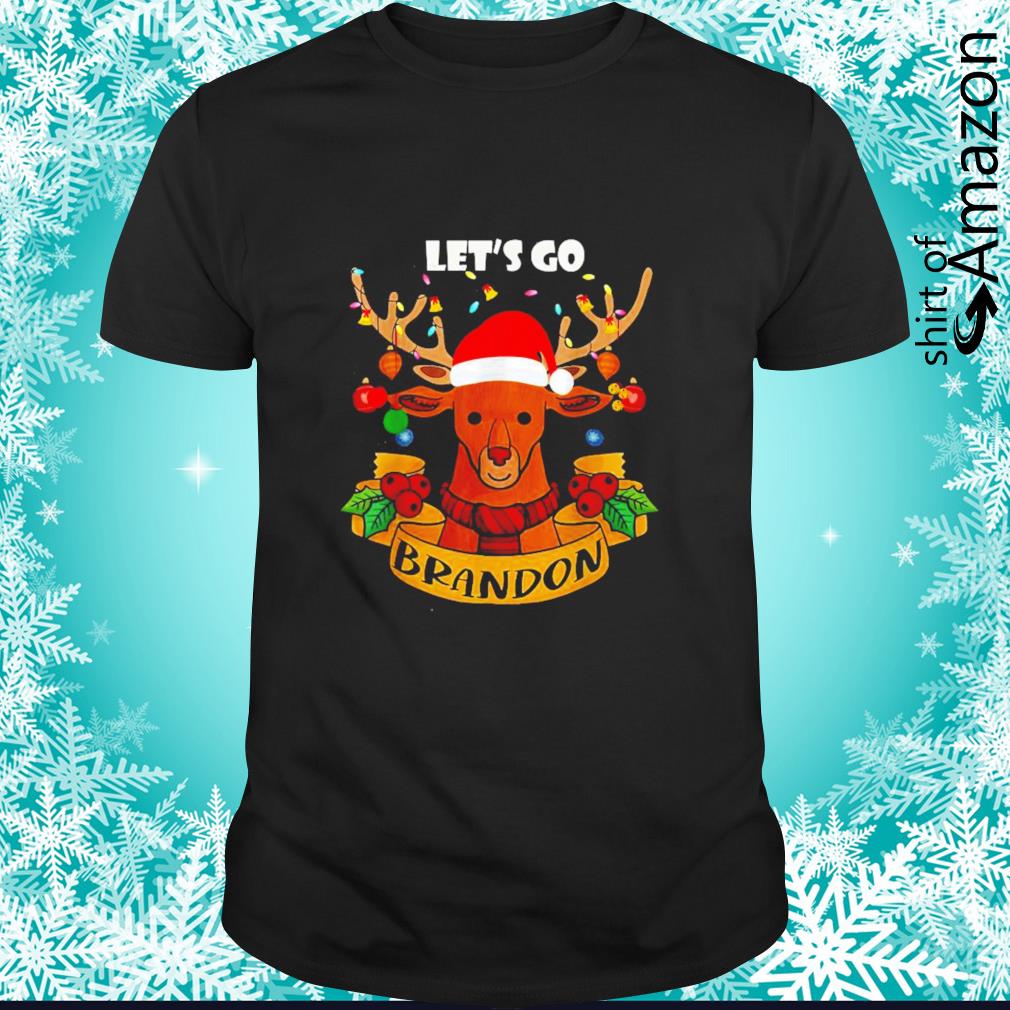 Best Santa Reindeer Lights Let’s Go Brandon Christmas t-shirt