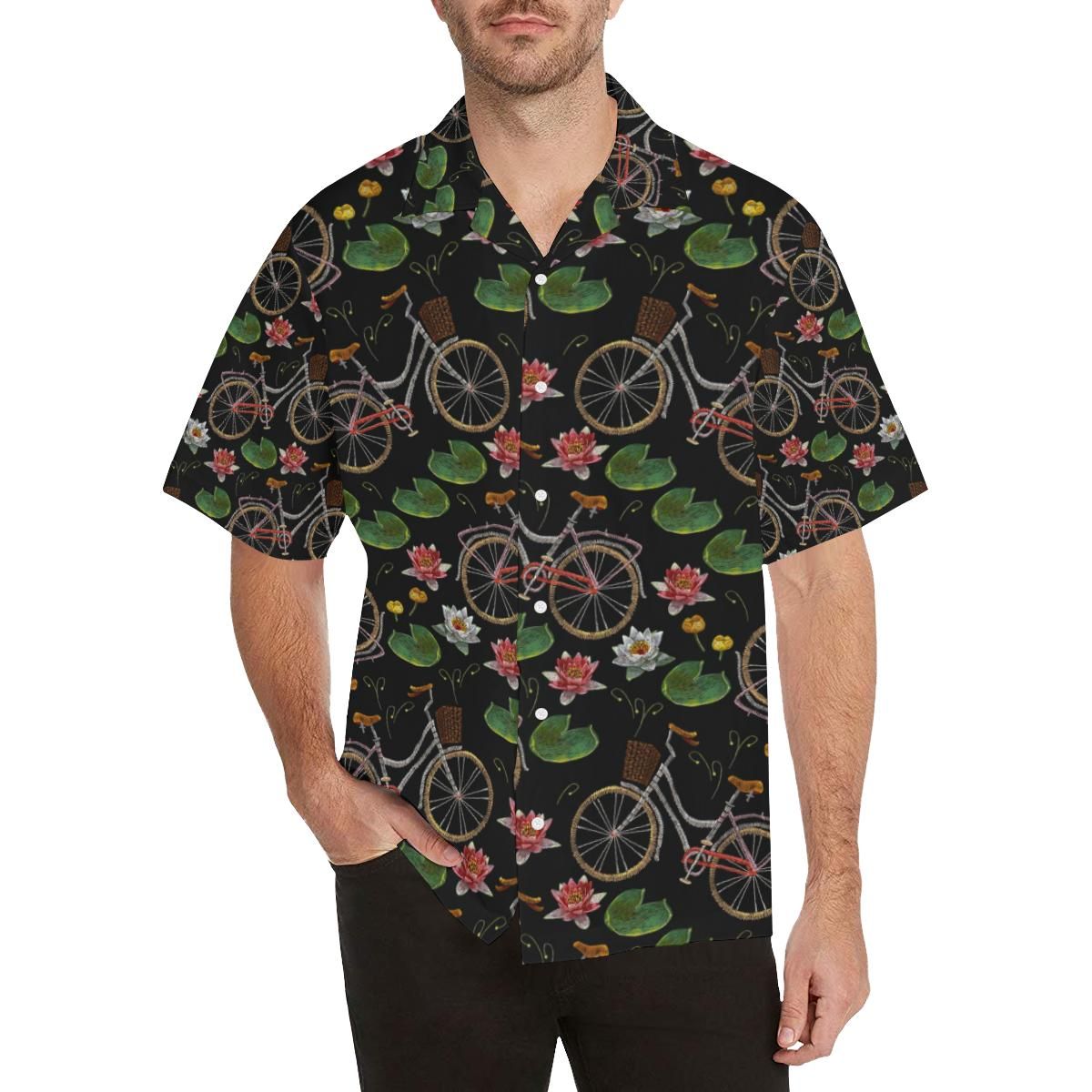 Bicycle Pattern Print Design 03 Men’s All Over Print Hawaiian Shirt (model T58)