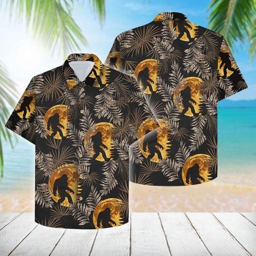Bigfoot with The Moon Pattern Hawaiian Aloha Shirts