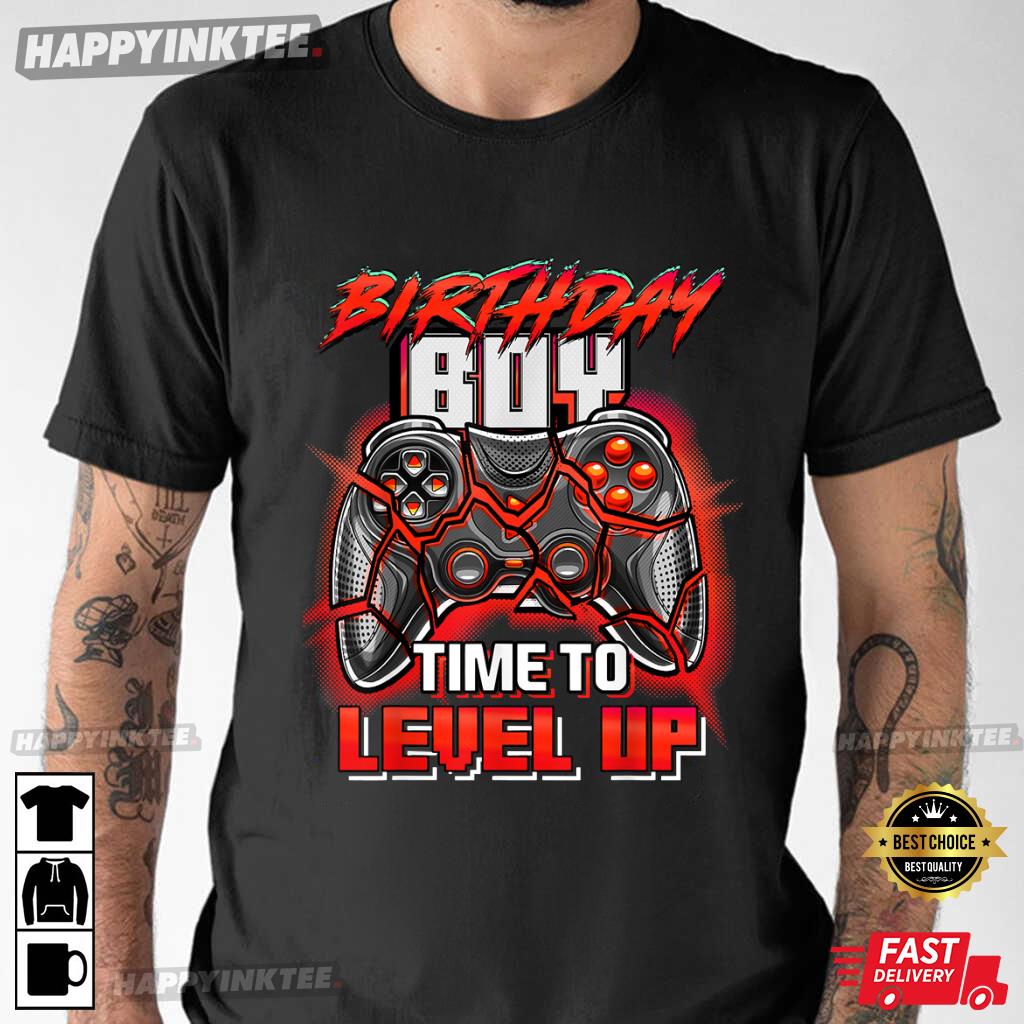 Birthday Boy Time to Level Up Video Game Birthday Party Boys T-Shirt