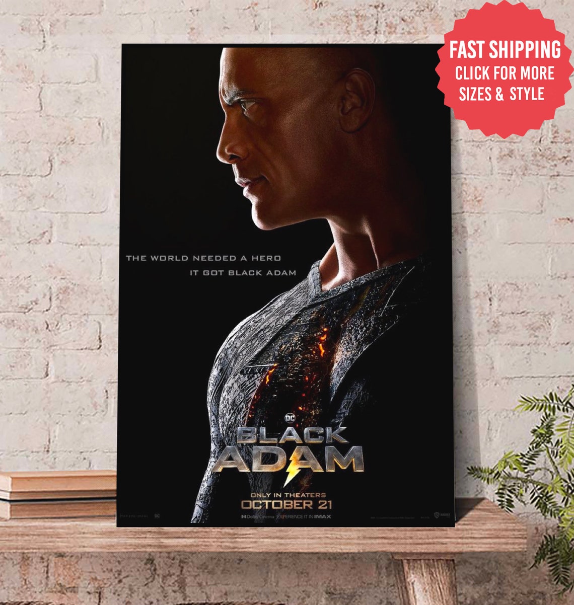 Black Adam canvas Poster, New Black Adam 2022 Poster, First poster for Black Adam, The Rock Black Adam Poster with  inches