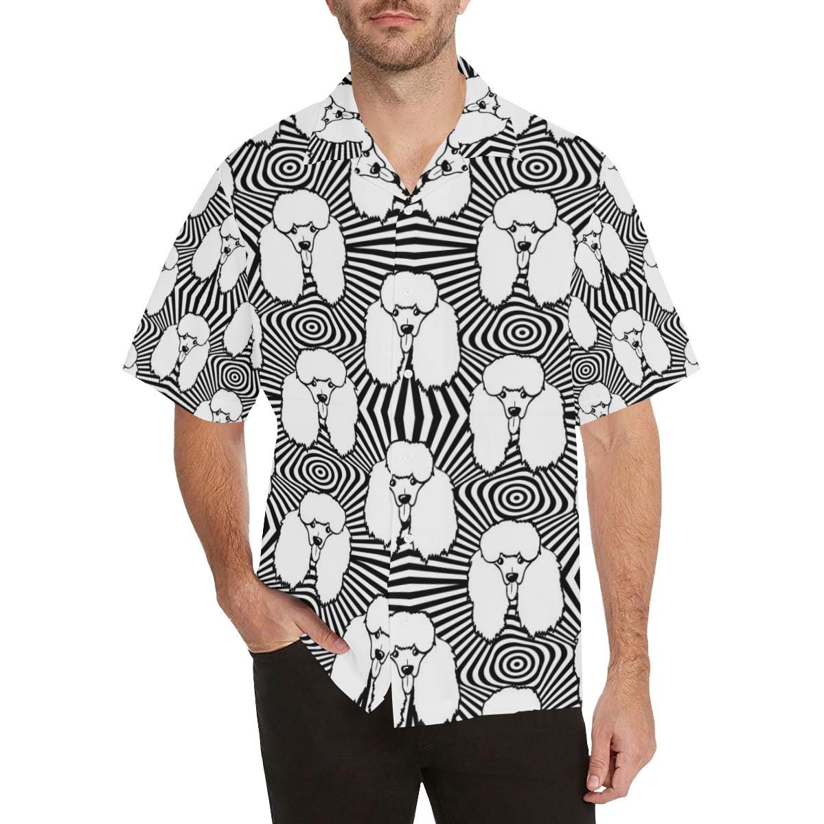 Black And White Poodle Pattern Men’s All Over Print Hawaiian Shirt