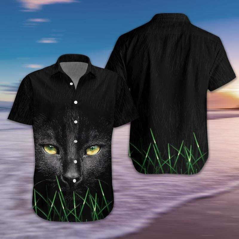 Black Cat Eye Hawaiian Aloha Shirts #040321l