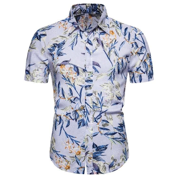 Blue Hawaiian Floral Shirt Series Short Sleeved Lapel Shirts