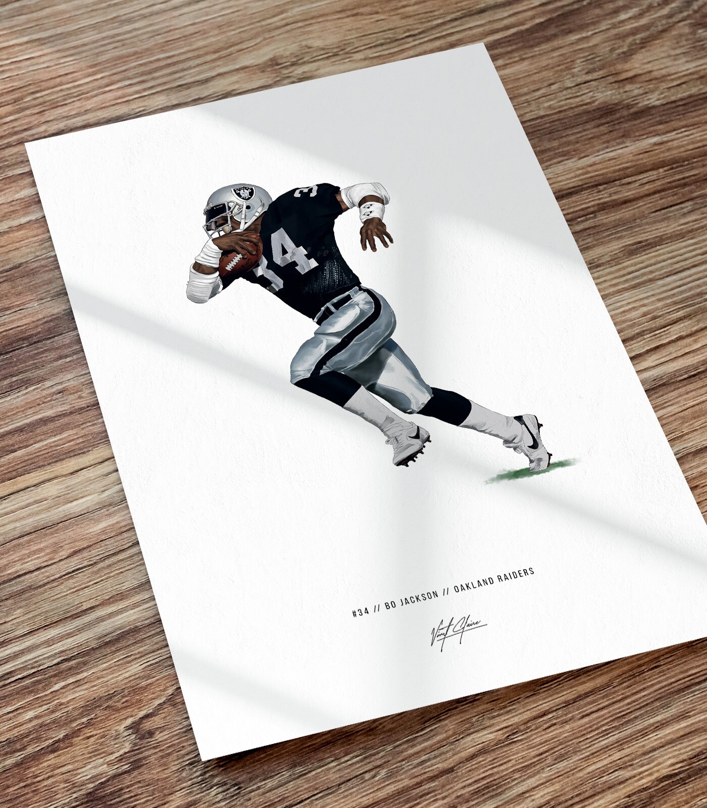 Bo Jackson Oakland Raiders Football Illustrated Art Poster Print, Bo Jackson Los Angeles Raiders Fans, Gift for Raiders Fans