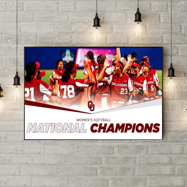 Boomer Sooners Oklahoma Softball Are 6X National Champions Winning Home Decor Poster Canvas