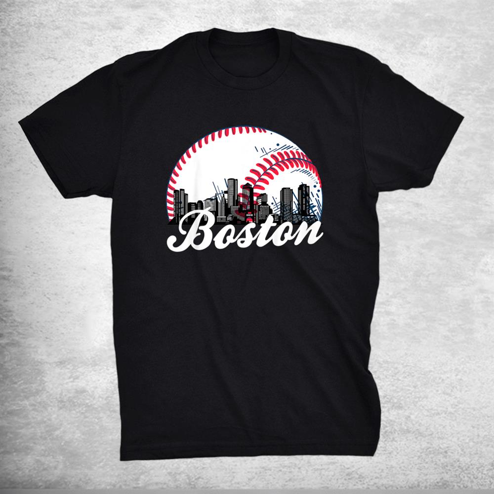 Boston Baseball Skyline Retro Boston Baseball Cityscape Shirt