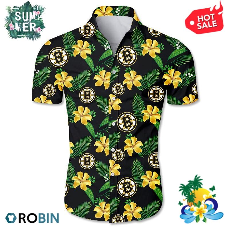 Boston Bruins Tropical Flower Hawaiian Shirt Hawaii Shirt