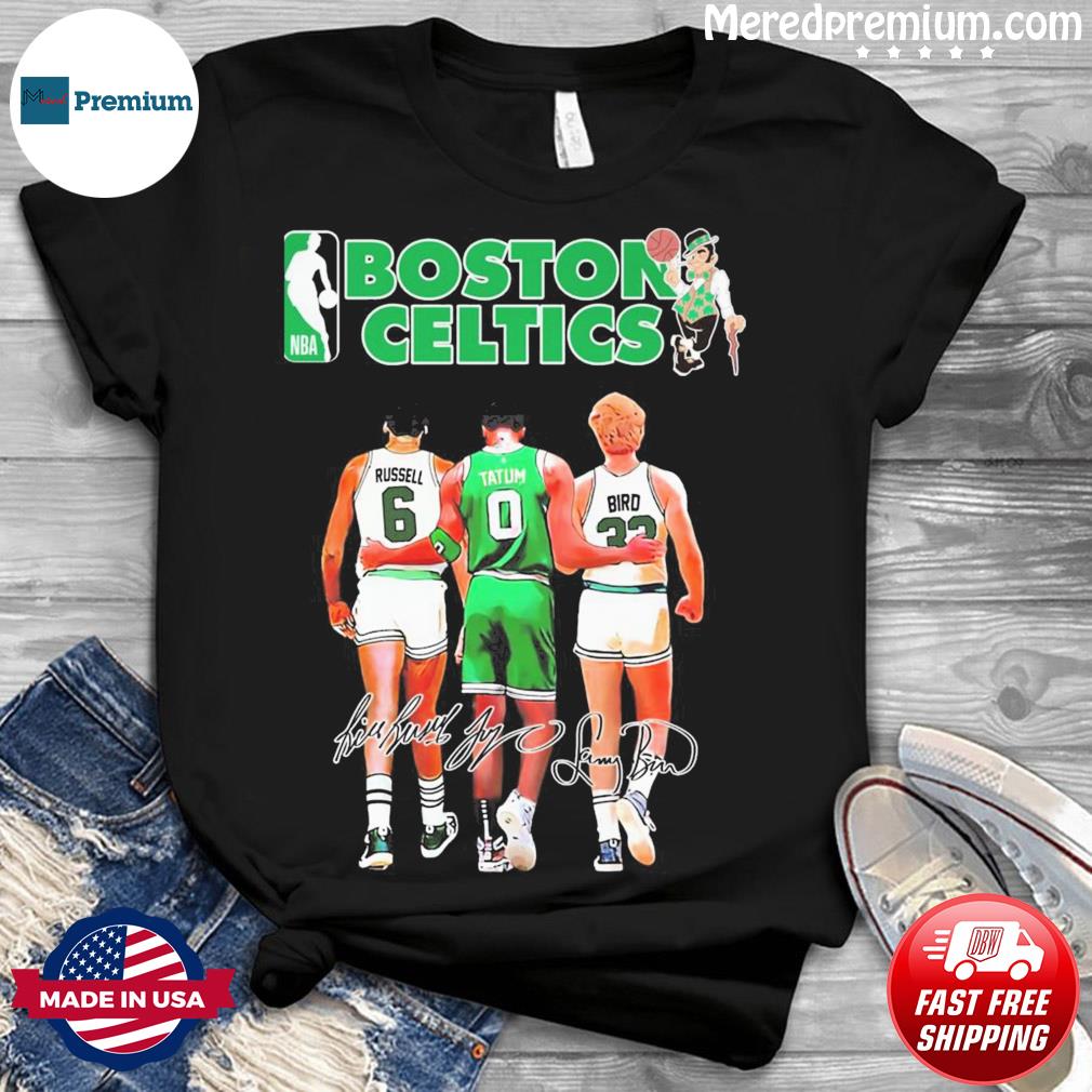 Boston Celtics Bill Russell Jayson Tatum And Larry Bird Signatures Shirt