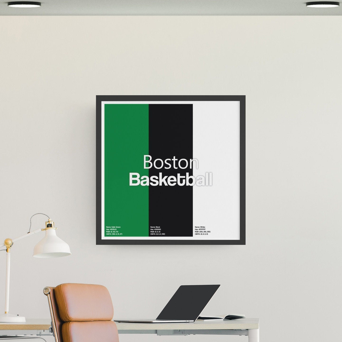 Boston Celtics Poster, Boston Basketball Decor Wall Art Pantone Inspired [UNFRAMED]