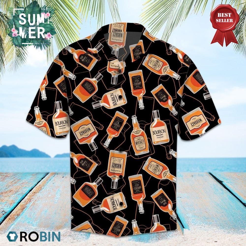 Bourbon Whiskey All Over Print Hawaiian Shirt Hawaii Shirt