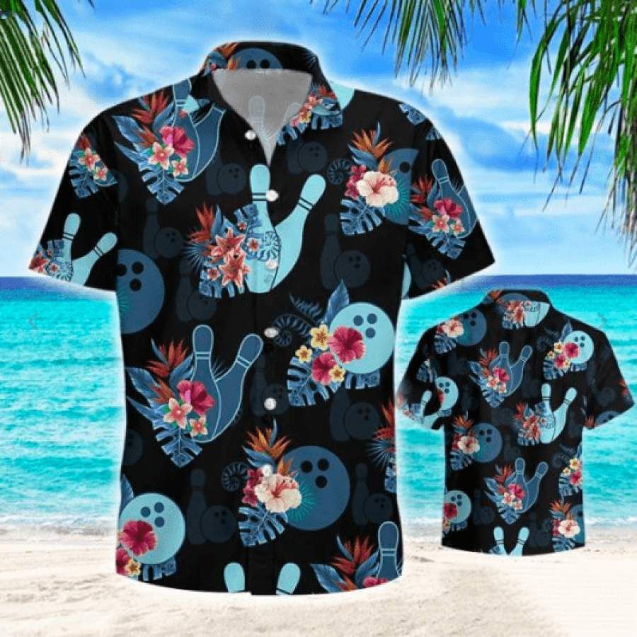 Bowling Black Aloha Hawaiian Shirts