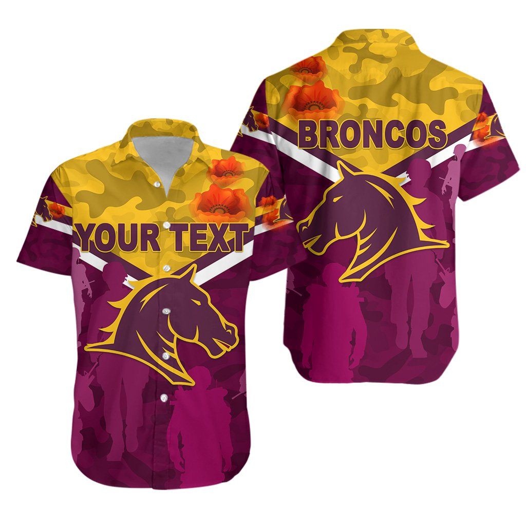 Brisbane Broncos Hawaiian Shirt Anzac Day Camouflage Vibes – Maroon No.1 K8