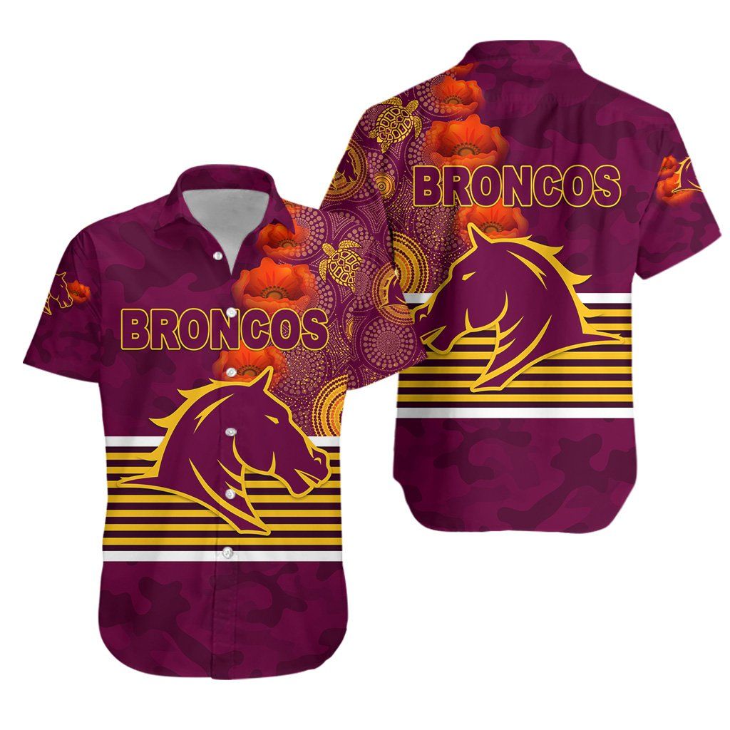 Brisbane Broncos Hawaiian Shirt Anzac Day Indigenous K8