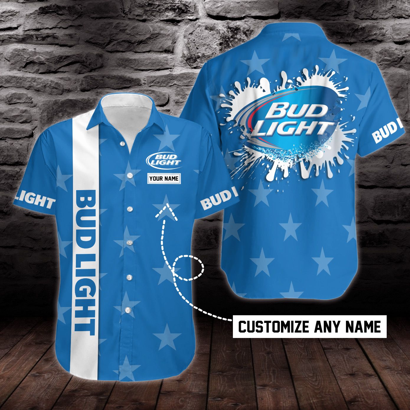Bud Light Beer Custom Name Unisex Hawaiian Shirt Aloha Shirt For Summer Bud Light Beer Shirt Big And Tall Hawaiian Shirts