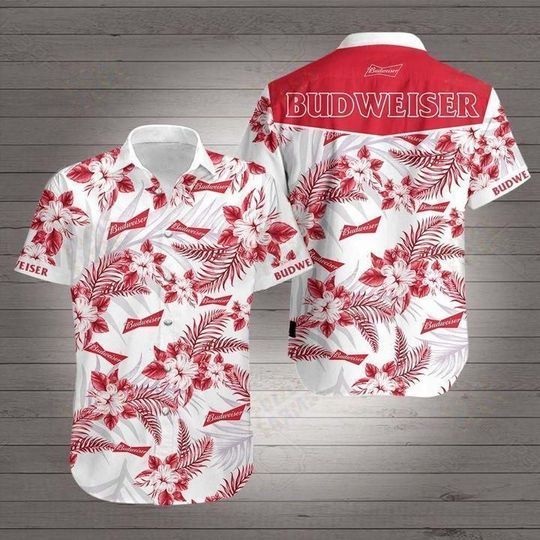 Budweiser Beer Unisex Hawaiian Shirt Aloha Shirt For Summer Budweiser Shirt For Fan Beer Big And Tall Hawaiian Shirts