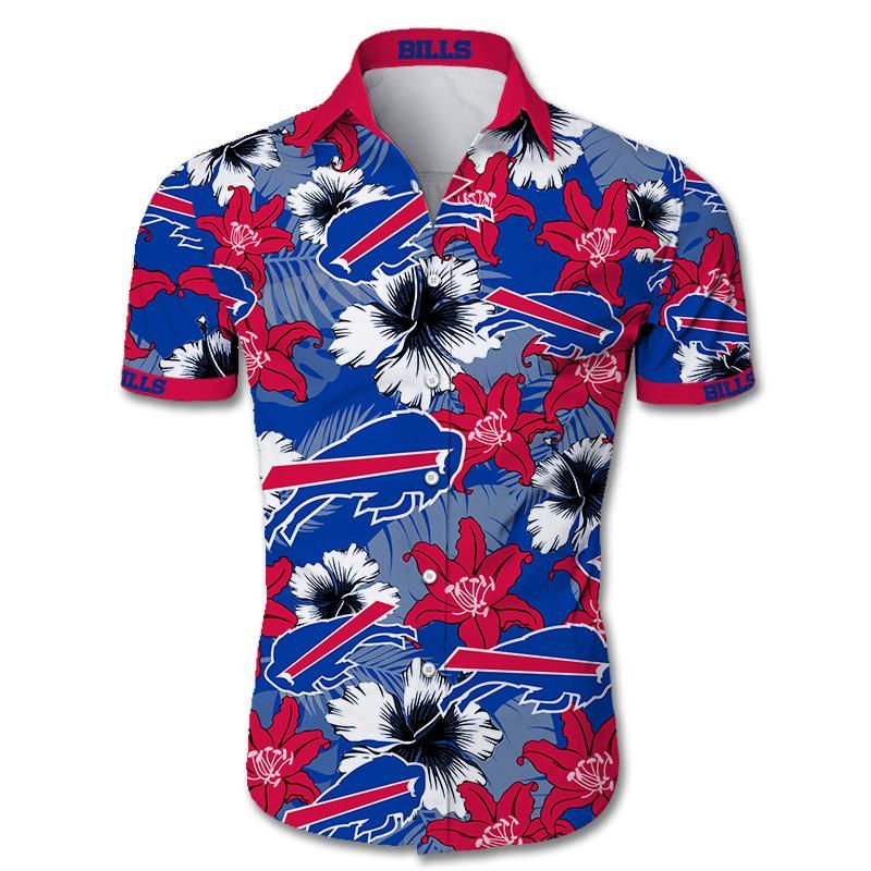 Buffalo Bills Hawaiian Shirt Tropical Flower Short Sleeve Slim Fit Body