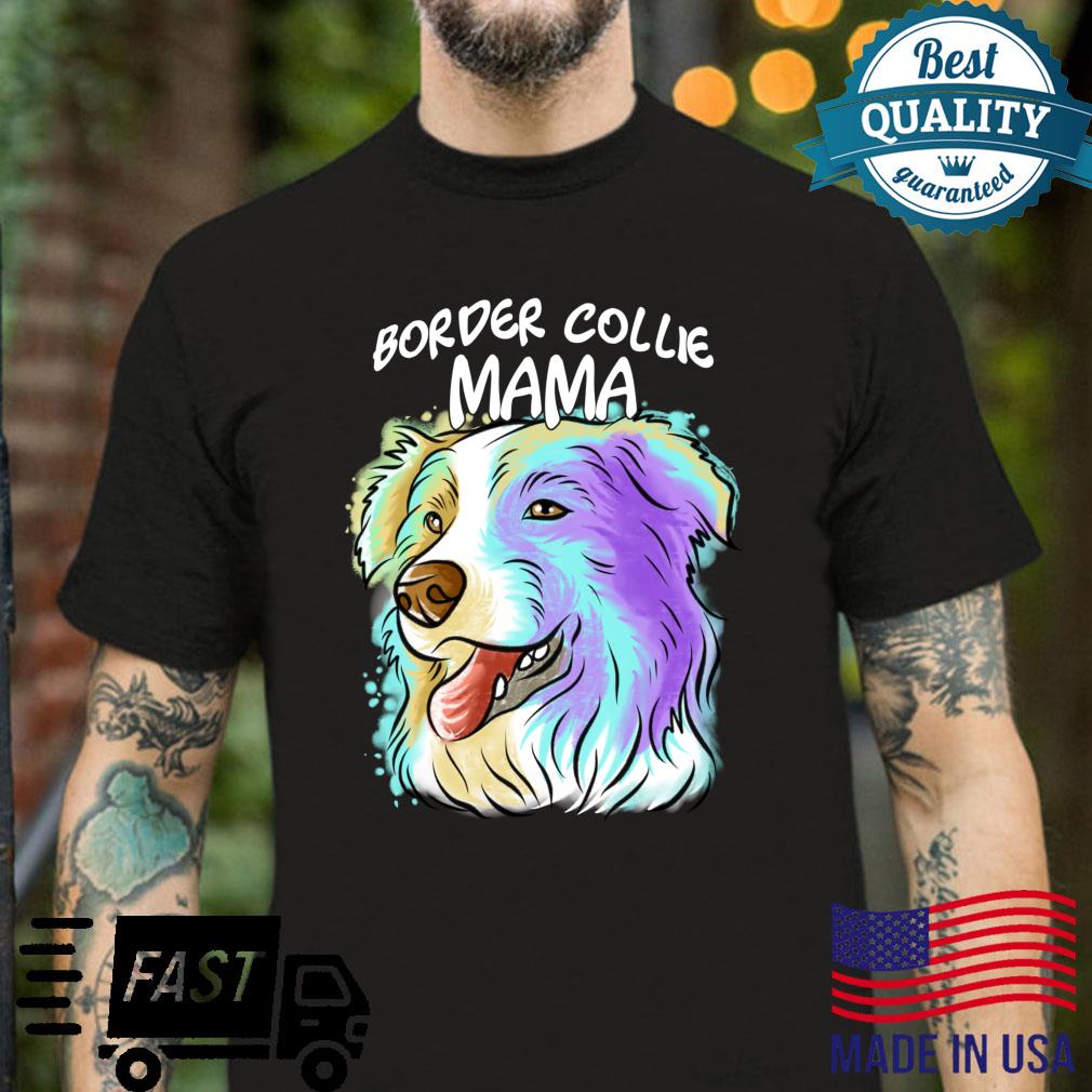 Buntes Pop Art Porträt Border Collie Hund Mama Muttertag Shirt