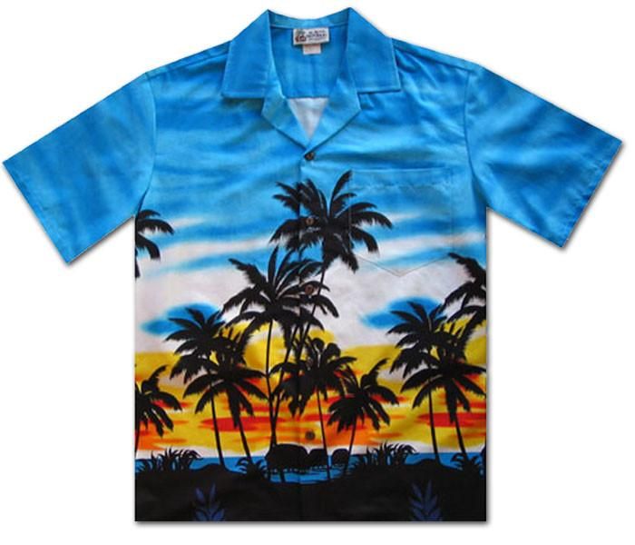 Burning Sky Blue Hawaiian Shirt