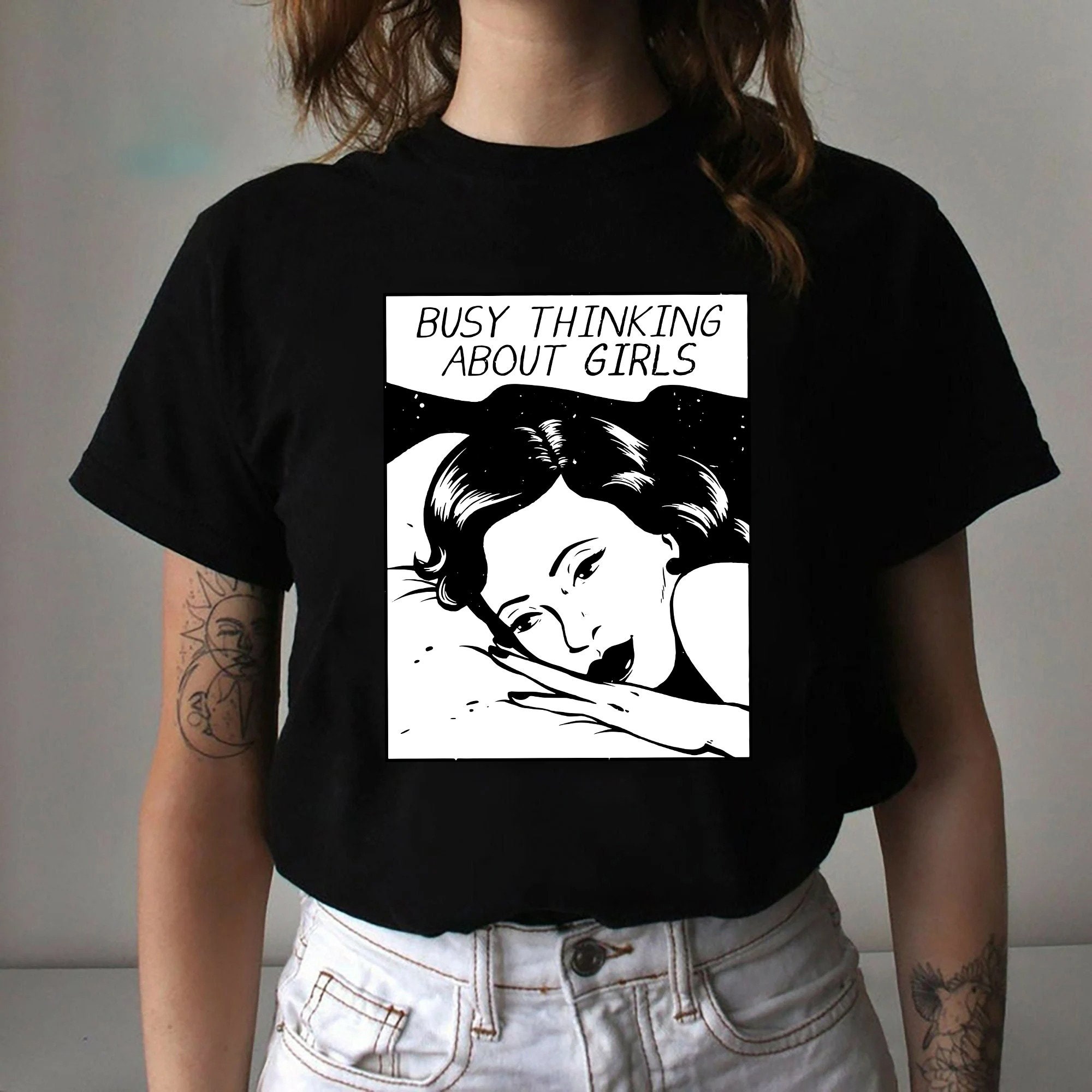 Busy Thinking About Girls Vintage Unisex T-Shirt