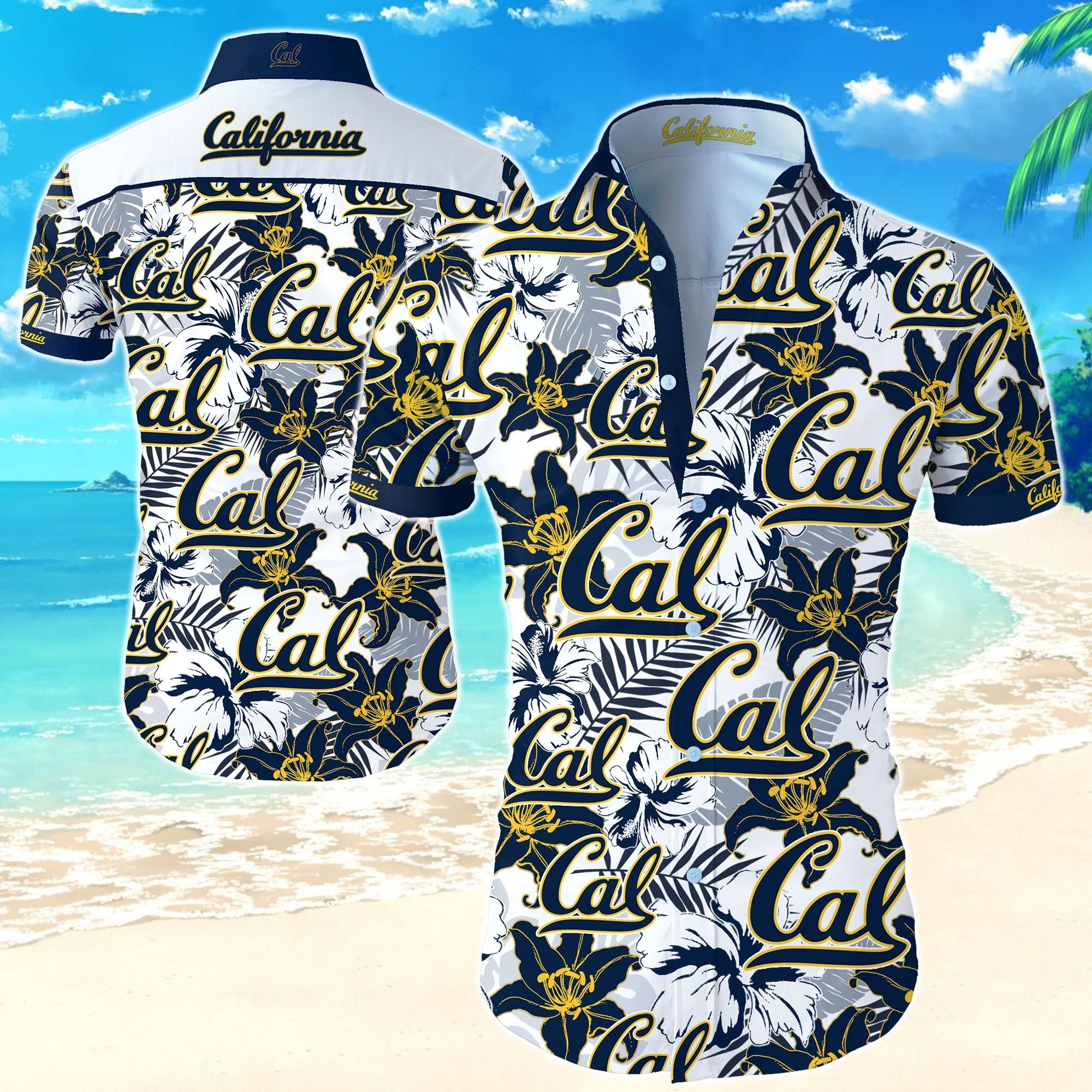 California Golden Bears Hawaiian Shirt Summer Button Up Shirt For Men Beach Wear Short Sleeve Hawaii Shirt