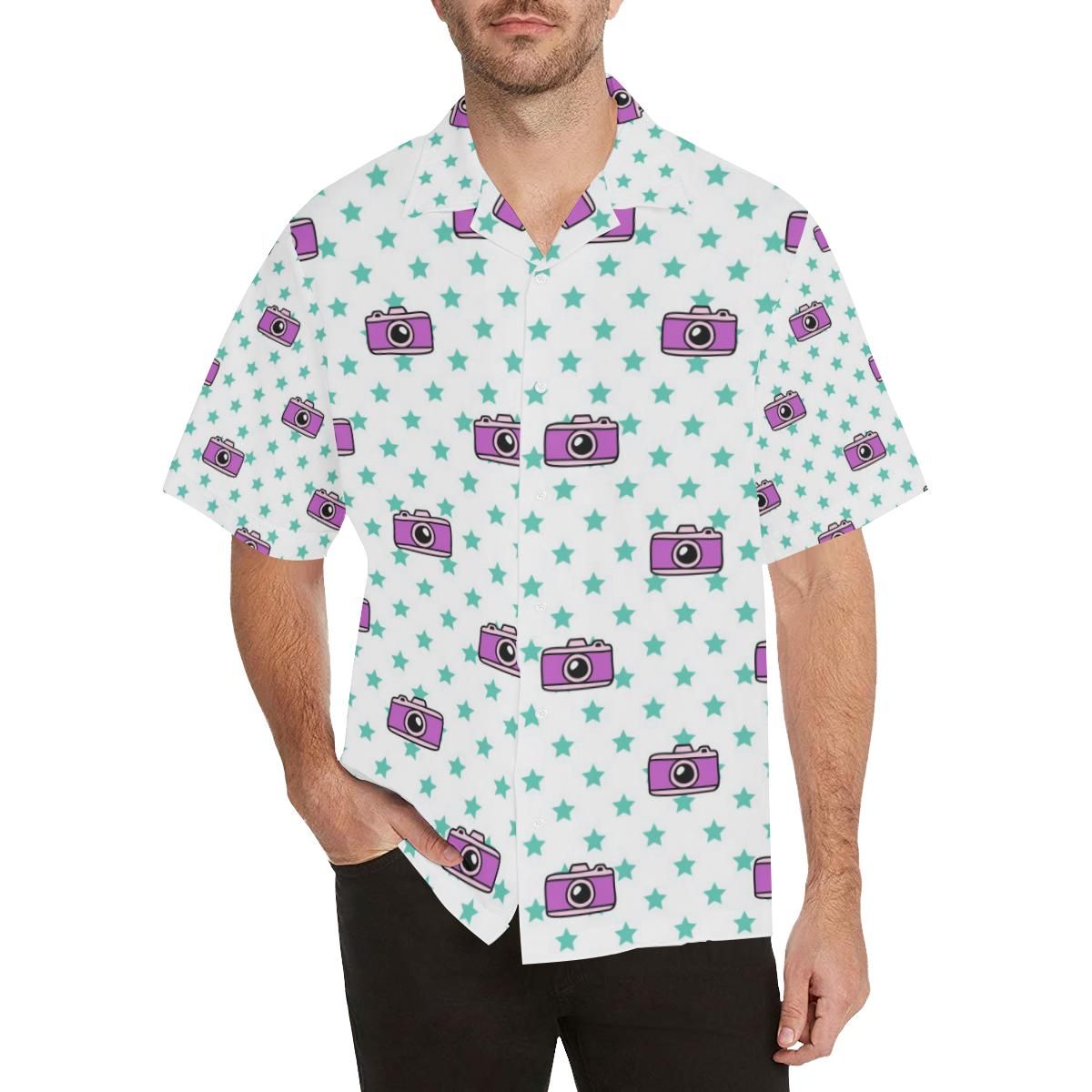 Camera Pattern Print Design 03 Men’s All Over Print Hawaiian Shirt (model T58)