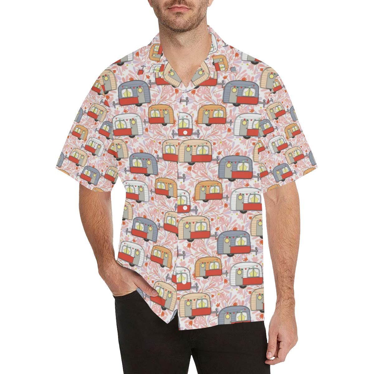 Camper Van Pattern Print Design 01 Men’s All Over Print Hawaiian Shirt (model T58)