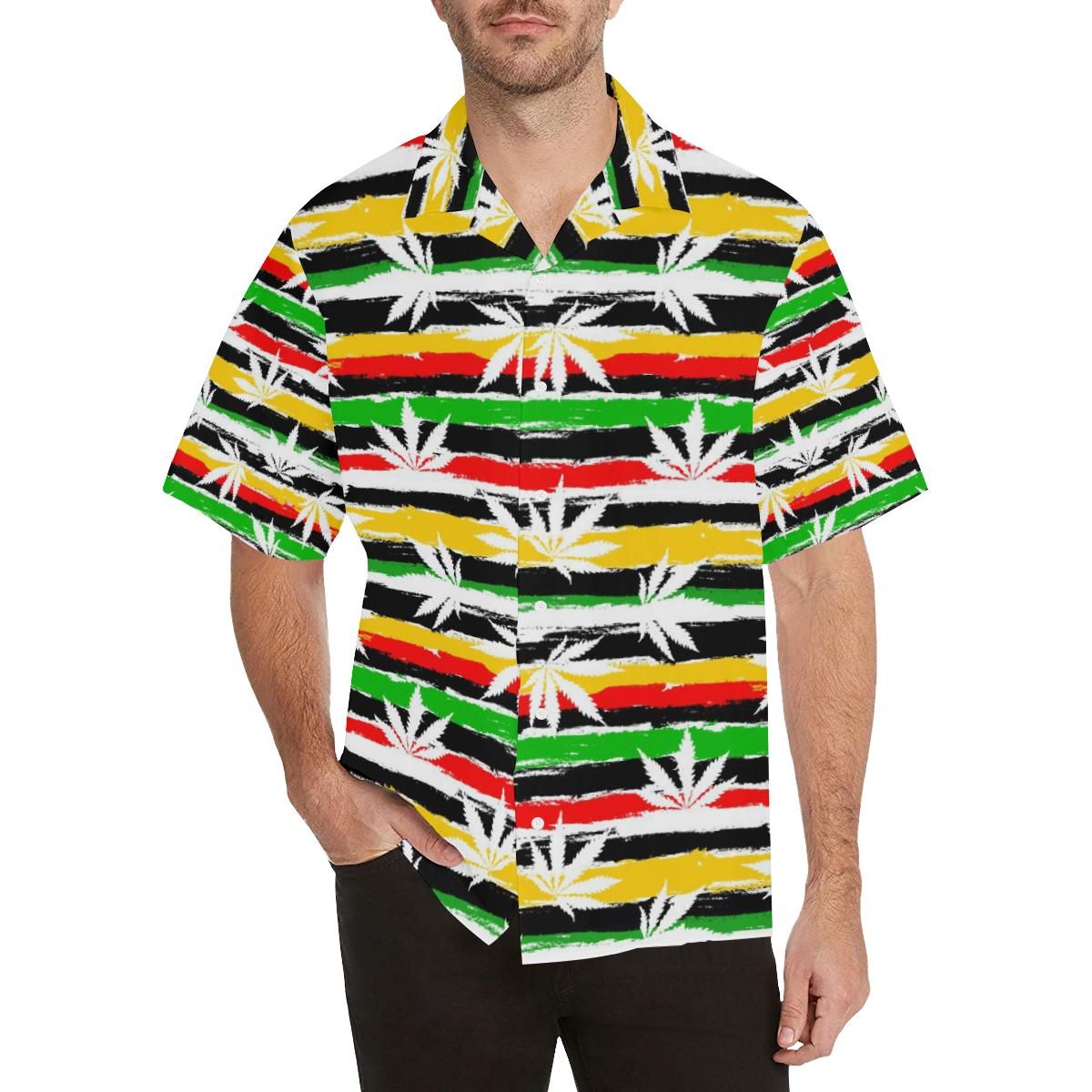 Canabis Marijuana Weed Pattern Print Design 01 Men’s All Over Print Hawaiian Shirt (model T58)