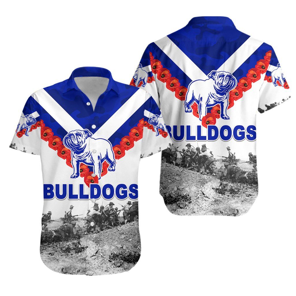 Canterbury-bankstown Bulldogs Hawaiian Shirt Anzac Day Original K8