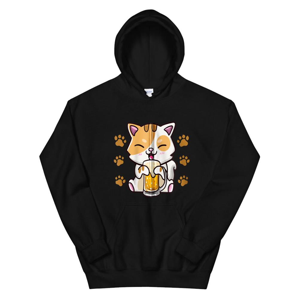 Cat Beer Inspired Cat Alcohol Related Kitty Beer Hoodie