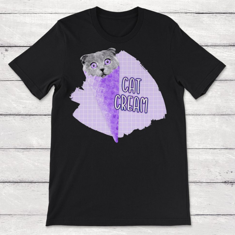 Cat Graphic Purple Cat Cream Cat Clipart Unisex T-Shirt