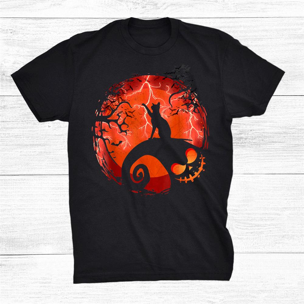 Cat Lover Witchs Moon Trick Treat Halloween Shirt